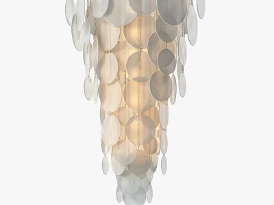 Elegant Modern Chandelier With Layered Circular Discs And Gentle Warm Glow 3d model