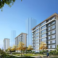 Modern Residential Buildings With Lush Green Spaces And Clear Sky