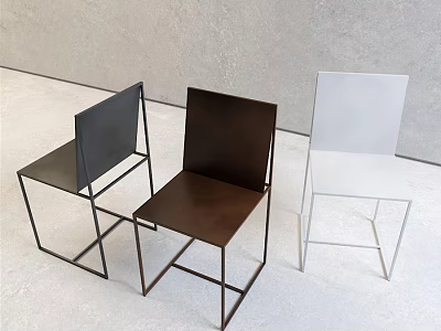 Modern Leisure Chairs in Black Brown White with Sleek Metal Frame and Minimalist Design 3d model
