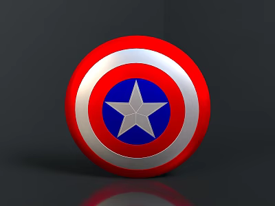 Captain America Shield Red White Blue Circular With Silver Star Design 3d model