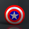 Captain America Shield Red White Blue Circular With Silver Star Design