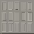 White Kitchen Cabinet Door Components With Metal Handles Arranged In Rows 3d model