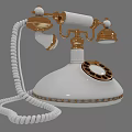 Vintage White Gold Rotary Dial Telephone Classic Retro Digital Device
