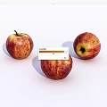 Three Ripe Red Apples with Yellow Spots Isolated on White Background