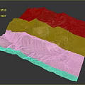 3D Garden Landscape Terrain Model Featuring Green Vegetation Mountain Slopes and Natural Valleys