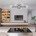 Modern Living Room Interior Design With Sofa Armchairs Coffee Table Chandelier Artwork And Area Rug