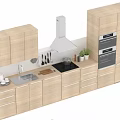 Modern Kitchen Interior Design With Wooden Cabinets Sink Stove And Appliances