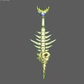 Elegant Golden Blue Fishbone Weapon Featuring Skeleton Ornament And Sharp Spikes 3d model