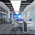 Modern Monitoring Room Interior With Control Consoles Monitor Screens And Ergonomic Office Chairs