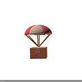 Cute Brown Box With Pink White Parachute Heart Sticker And Yellow Label