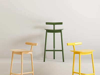 Minimalist Multicolored Bar Stools With Simple Design In White Interior Setting 3d model