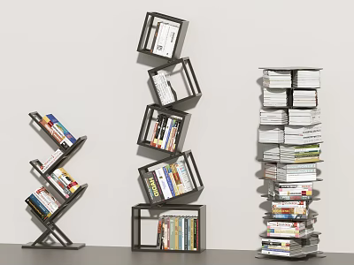 Modern Vertical Bookshelf Corner Bookshelf Floor Storage Rack 3d model