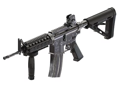Modern Black Tactical Assault Rifle With Scope Magazine And Foregrip 3d model