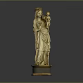 Exquisite Madonna and Child Ivory Carving Sculpture With Detailed Robes And Decorative Base