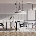 Modern Dining Table and Chair Combination 3d model