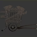 Two Ancient Style Wooden Block Chariots With Detailed Carriage And Wheels