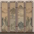 Middle Ancient Screen Wooden Screen 3d model