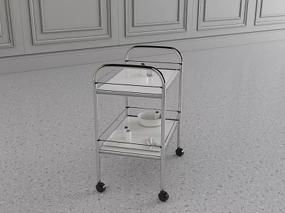 Mobile Two Tier Medical Cart With Wheels For Storing Medical Supplies In Clinical Facility 3d model