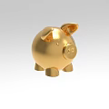Golden Piggy Bank Decorative Ornament Set For Stylish Home Decoration
