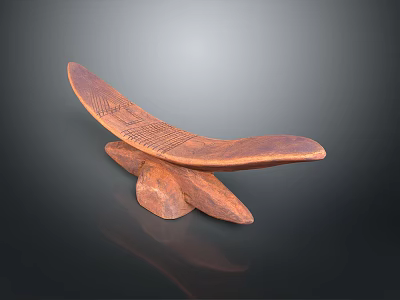 Handcrafted Wooden Sculpture With Intricate Carvings And Curved Design On Base 3d model