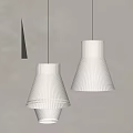 Modern White Pleated Pendant Lights With Soft Lighting Against Beige Wall Background 3d model