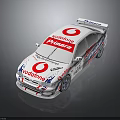 Vodafone Primavera White Racing Car With Red Logos And Rear Wing