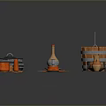 Assorted Daily Household Items Including Wooden Bucket Bowls Metal Tools Plates Spoons and Cutting Board