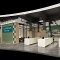 Modern Core Spaces Building With Glass Facade White Curved Roof Indoor Seating And Green Plants