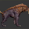 Ferocious Mythical Beast With Spiky Purple And Orange Fur And Long Fangs
