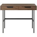 Modern Walnut Dressing Table With Two Drawers And Black Metal Frame 3d model