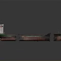 Wooden Cargo Ship With Red Deck Green Edges And Rusty Superstructure 3d model