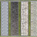 Decorative Garden Pathway Design With Various Stone Pavements And Green Grass Strips