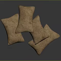 Brown Decorative Fabric Pillows Stacked On Dark Surface For Home Decor