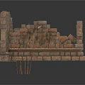 Modern Decorative Stone Structure With Stacked Brick Walls Steps And Green Plants