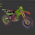 Bright Green Motocross Motorcycle with Black White Graphics and Red Front Accents