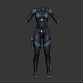 Tactical Fitted Bodysuit Blue And Black Functional Design With Pockets Straps And Fitted Silhouette