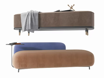 Modern Brown And Blue Velvet Ottoman With Decorative Blanket And Metal Legs 3d model Modern Brown And Blue Velvet Ottoman With Decorative Blanket And Metal Legs 3d model