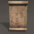 Ancient Scroll With Historical Manuscript And Old Vintage Text Design 3d model