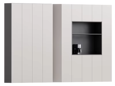 Modern Minimalist White Sideboard With Gray Accents Open Shelf And Coffee Machine 3d model