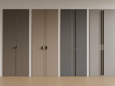 Minimalist Modern Wardrobe Doors in Various Neutral Tones with Sleek Metal Handles and Clean Lines 3d model