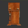 Elegant Mahogany Furniture With Carved Details Circular Panel And Decorative Columns