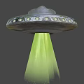 Advanced Fighter Jet With Green Beam And Circular Windows In Flight Scene