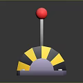 3D Rendered Joystick With Red Ball Top And Yellow Black Striped Base