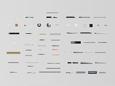 Different Types of Handles in Various Designs for Cabinet and Drawer Furniture 3d model