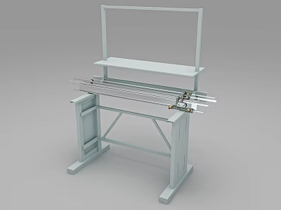 Industrial Equipment Workbench With Metal Frame Sliding Rails Upper Shelf And Support Structure 3d model