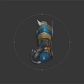 Mythical Warrior Armor With Blue White Gold Accents And Winged Decorative Design