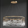 Elegant Modern Crystal Chandelier with Gold Circular Frame and Hanging Crystals