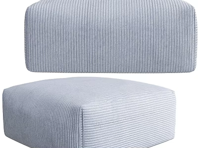 Comfortable Modern Light Blue Corduroy Ottoman With Soft Padded Surface And Square Design 3d model
