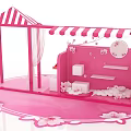 Pink Themed Commercial Equipment Featuring Striped Awning White Curtains And Cherry Blossom Decorations