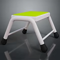 Modern Simple Stool With White Frame Green Seat And Black Non Slip Feet